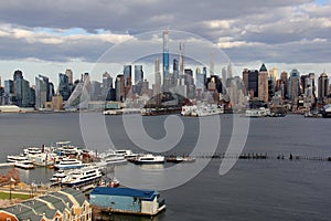Manhattan West Side waterfront, view across Hudson from Weehawken, NJ
