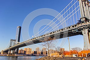 Manheten bridge middle part at winter day