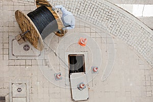 Manhole cleaning sewer line