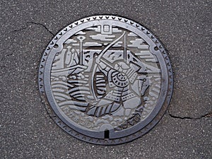 Manhole cover in Takamatsu, Kagawa, Japan.