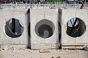 Manhole of drainage pipe under construction