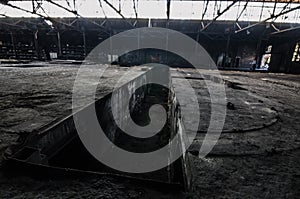 manhole in a hall of factory