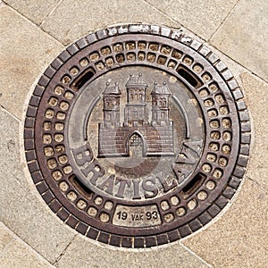 Manhole on Main Square in Bratislava, Slovakia