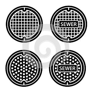 Manhole sewer cover black symbol