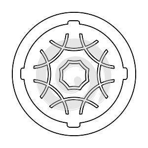 Manhole sewer vector outline icon. Vector illustration hatch street on white background. Isolated outline illustration icon of