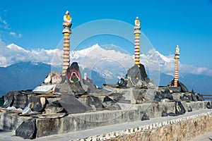 Mani Pile at Meili Snow Mountain Nature Reserve in Deqin, Yunnan, China. It is part of UNESCO World Heritage Site.