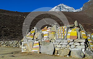 Mani Stones with Buddhist mantra in Himalaya, Nepal