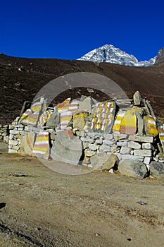 Mani Stones with Buddhist mantra in Himalaya, Nepal