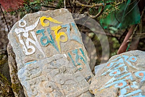 Mani stones with mantras
