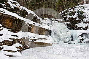 Maniava Waterfall in winter