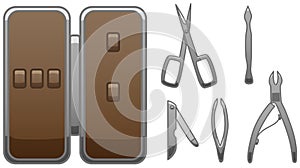 Manicure accessories set on a white background
