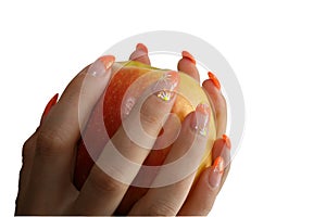 Manicure on an apple