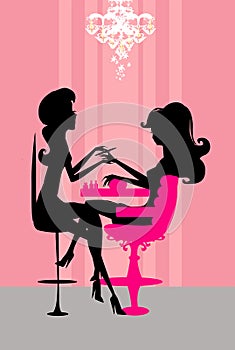 Manicure in beauty salon banner