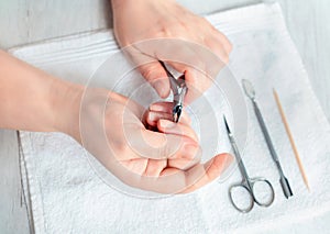 Manicure Cuticle Cutting. Hand care