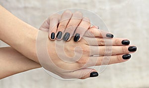 Manicure design French handsome black with glitter