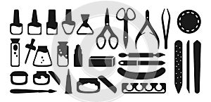 Manicure equipment icon set tools simple vector