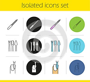 Manicure equipment icons set