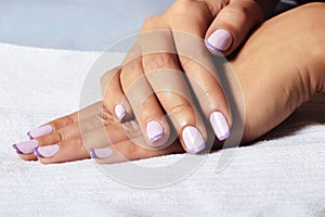 Manicure.female hands.beauty salon.shellac polish