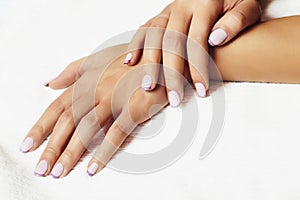 Manicure.female hands.beauty salon.shellac polish