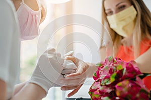 Manicure in nail parlor during covid-19