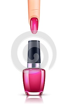 Manicure and nail polish bottle isolated on white