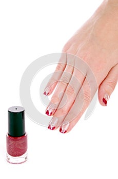 Manicure and red nail polish