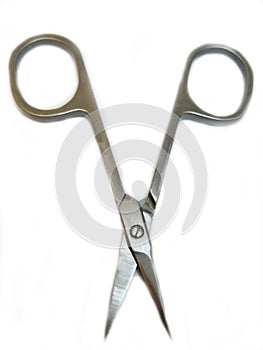 Manicure scissors for nails hand isolated on white background