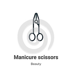 Manicure scissors outline vector icon. Thin line black manicure scissors icon, flat vector simple element illustration from