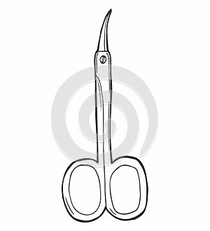 Manicure scissors vector illustration, hand drawing doodle