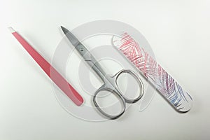 Manicure set, manicure tools: scissors, eyebrow tongs, nail clip