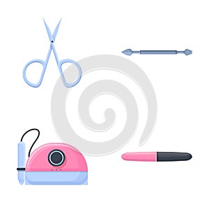 Manicure tool icons set cartoon vector. Manicure and chiropody tool photo