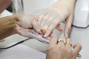 Manicure treatment close-up