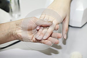 Manicure treatment close-up
