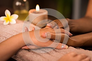 Manicure treatment at luxury spa