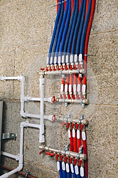 Manifold collector with pipes in boiler room