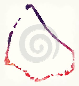 Manihiki district watercolor map of Cook Islands