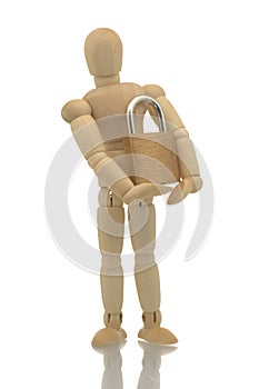 Manikin holding padlock photo