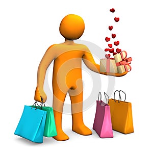 Manikin Shopping Bags Gift Hearts