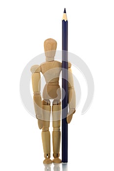 Manikin standing with pencil