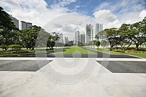 Manila American Cemetery and Memorial with cityscape, Manila, Philippines