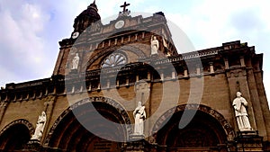 Manila Cathedral, front view nearer. Location: Intramuros, Philippines.