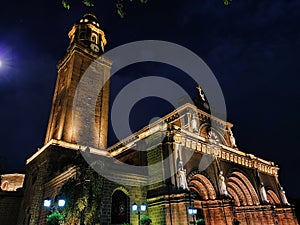 Manila Cathedral at night located in Intramuros Manila Philippines