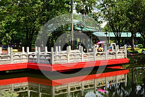 Chinese garden bridge at Rizal park in Manila, Philippines