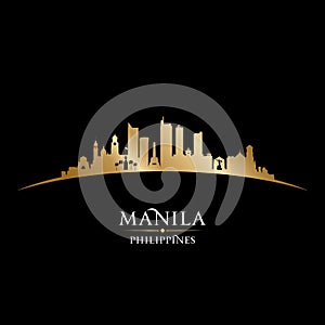 Manila Philippines city skyline silhouette black background