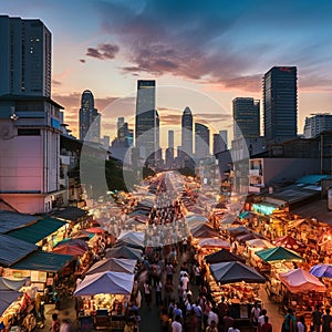 Manila's Sprawling Skyline Contrast: Historical Landmarks and Street Markets photo