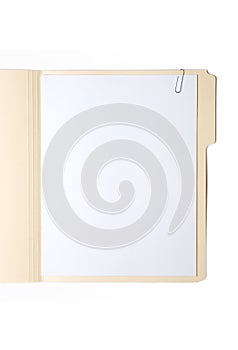 Manilla Folder with Paper and Clip