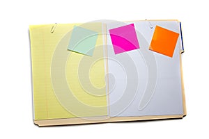 Manilla folder with post-it notes photo