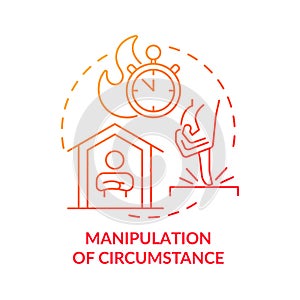 Manipulation of circumstance red gradient concept icon