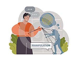 Manipulation. Psychological control method. Domination exploitation