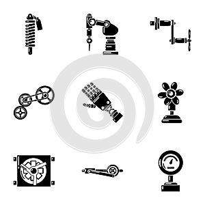 Manipulator arm icons set, simple style